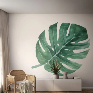 Fototapeta Premium Sand - Zelený koncept - Monstera, List, Boho - 100x70 cm