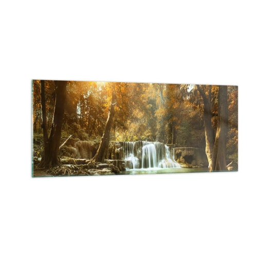 Obraz na skle - Parkový vodopád - 100x40 cm