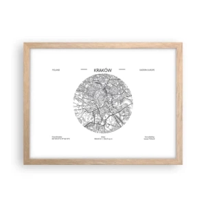 Plagát v ráme zo svetlého duba - Anatómia Krakova - 40x30 cm