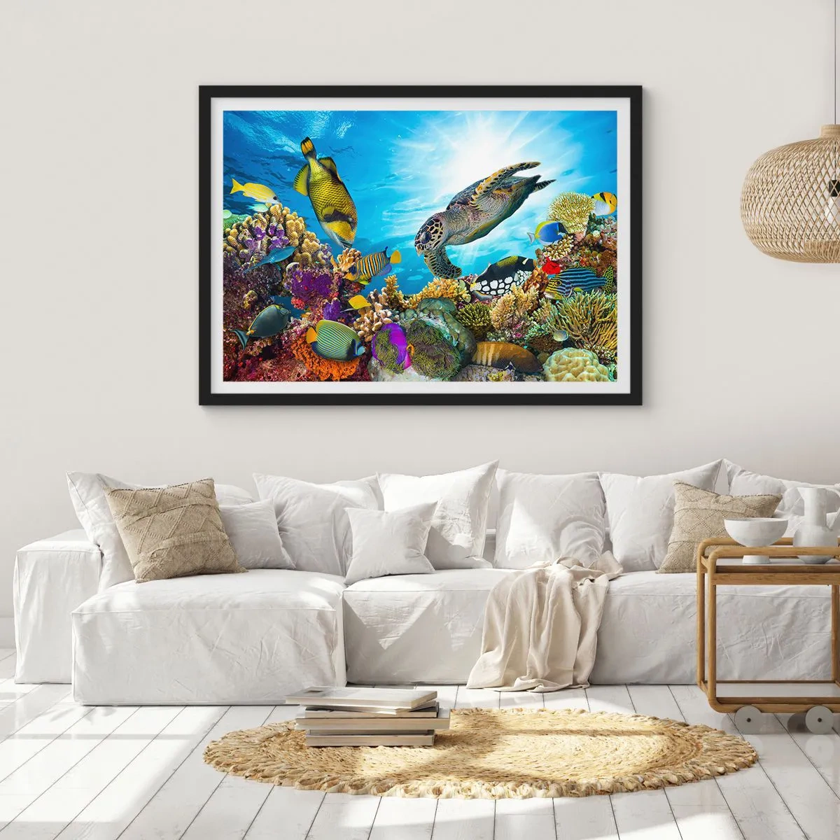 Plagát v čiernom ráme - Koralová promenáda - 70x50 cm