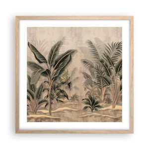 Plagát v ráme zo svetlého duba - Rytina v koloniálnom štýle - 50x50 cm