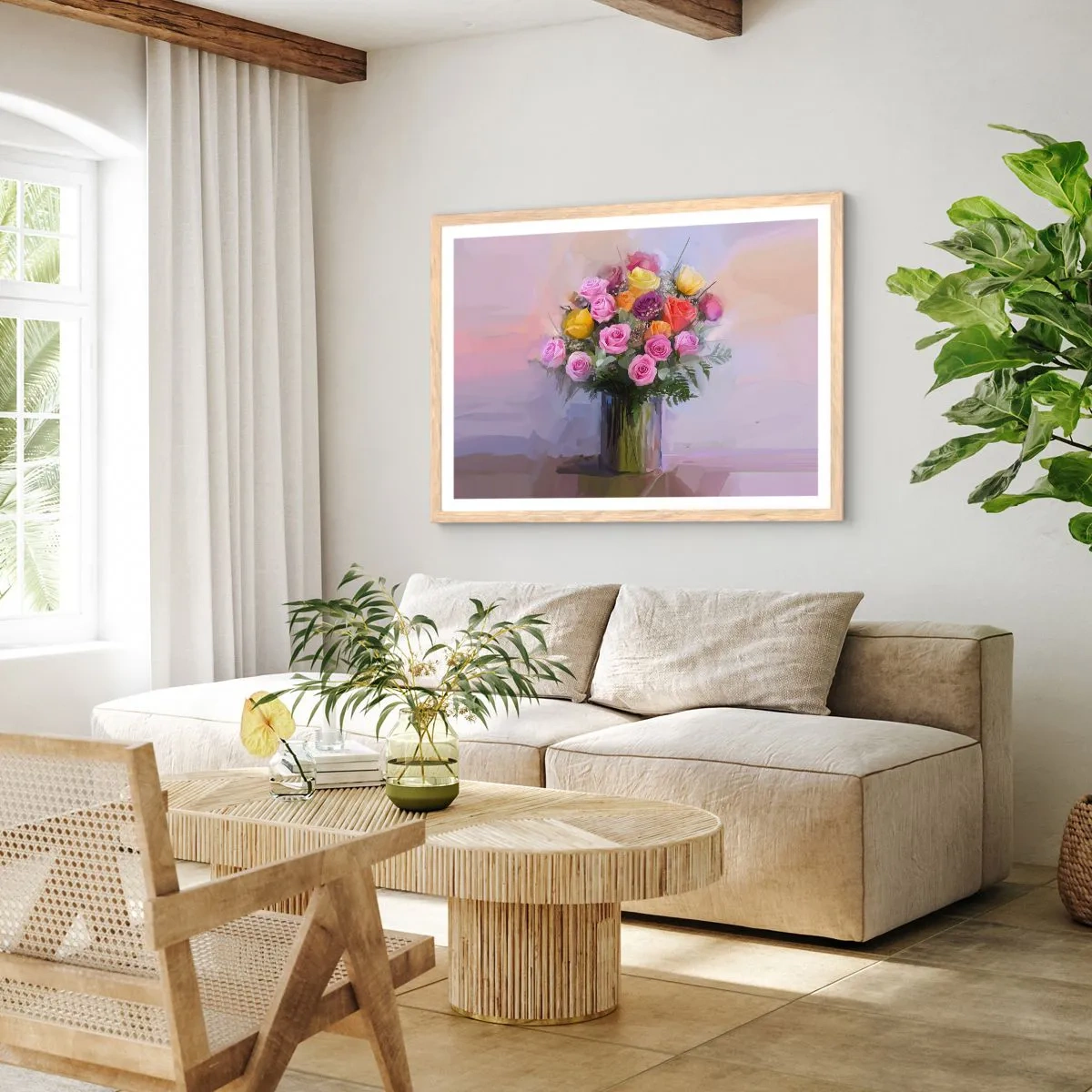 Plagát v ráme zo svetlého duba - Zachytená krása - 70x50 cm