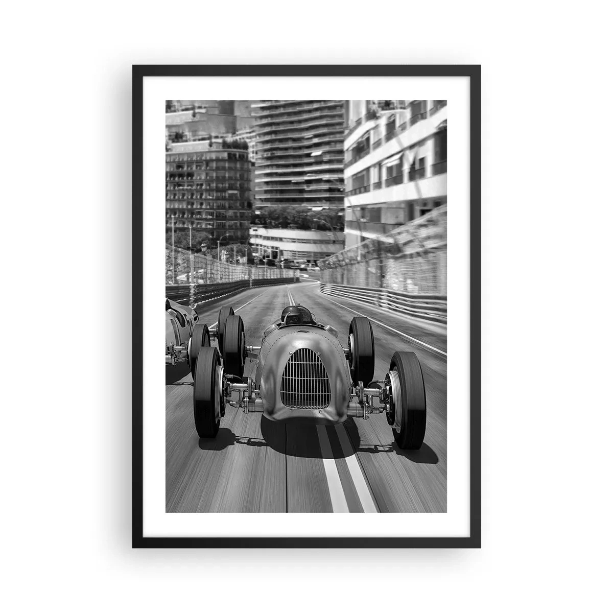 Plagát v čiernom ráme - Historické motoristické preteky v Monte Carle - 50x70cm - Kedysi dávno v Monte Carle - Moderná nástenná dekorácia do obývacej izby a spálne ARTTOR