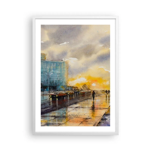 Plagát v bielom ráme - Život na pobreží - 50x70 cm
