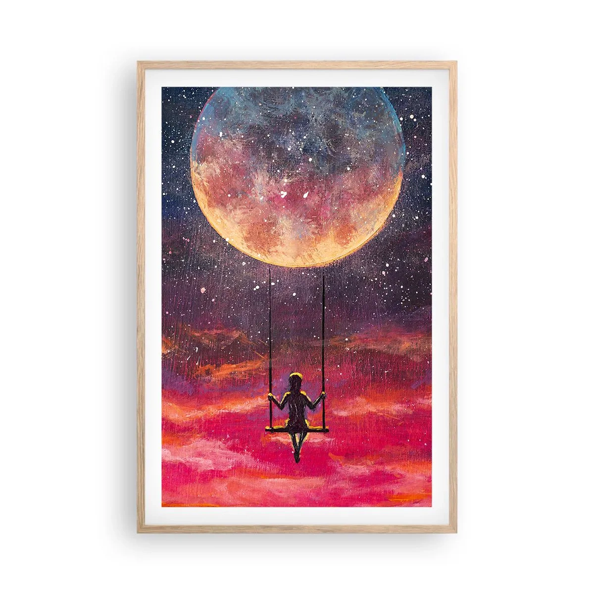 Plagát v ráme zo svetlého duba - Stavať si vzdušné zámky - 61x91 cm