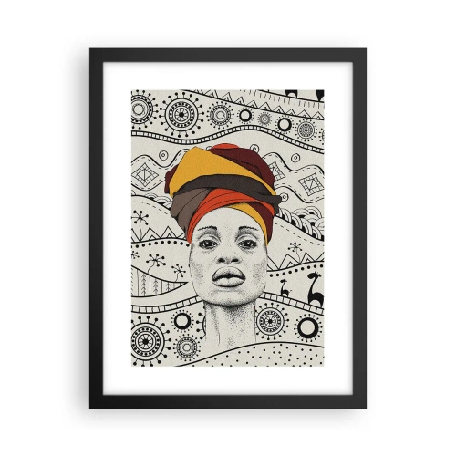 Plagát v čiernom ráme - Africký portrét - 30x40 cm