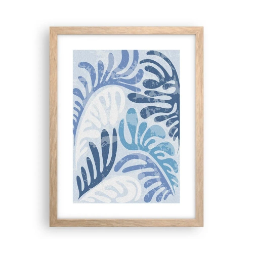 Plagát v ráme zo svetlého duba - Modré papradie - 30x40 cm