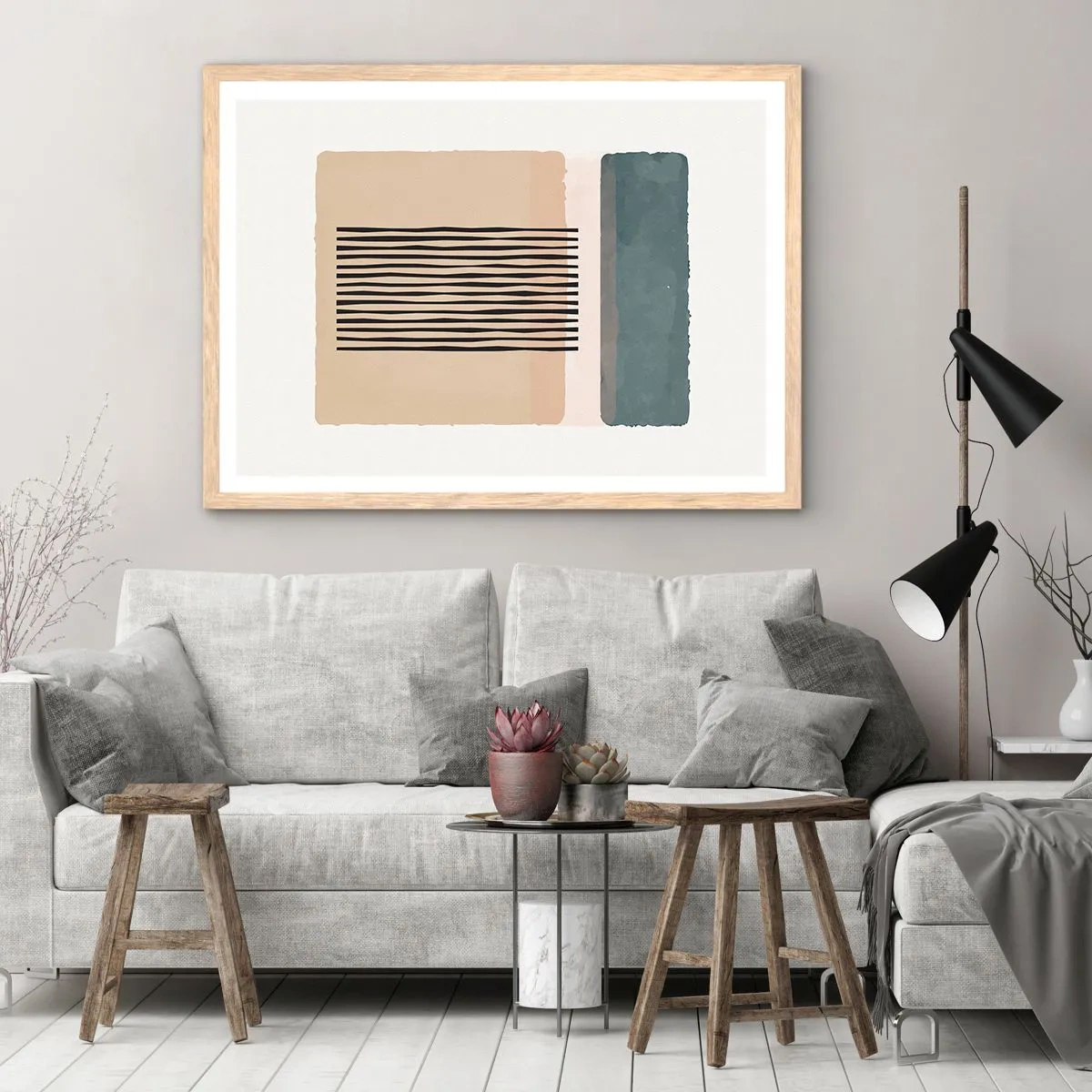 Plagát v ráme zo svetlého duba - Všetko v poriadku - 40x30 cm