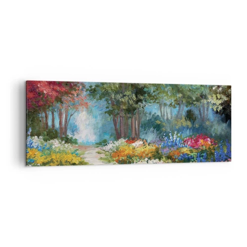 Obraz na plátne - Lesná záhrada, kvetinový les - 140x50 cm