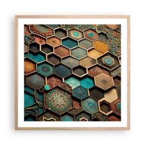 Plagát v ráme zo svetlého duba - Arabské ornamenty – variácia - 60x60 cm