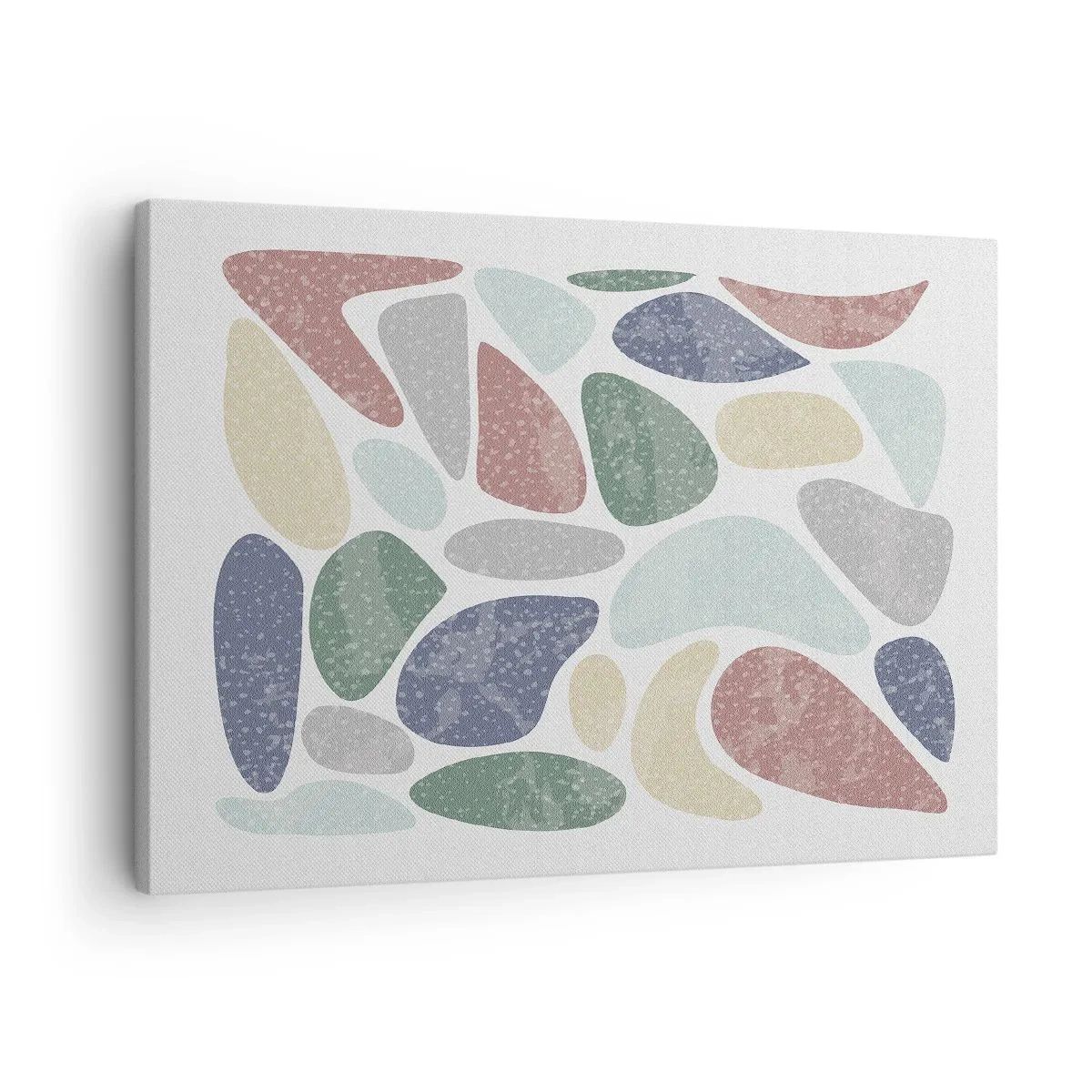 Obraz na plátne - Farebné organické tvary na bielom pozadí - 70x50cm - Mozaika práškových farieb - Moderná nástenná dekorácia do obývacej izby a spálne ARTTOR