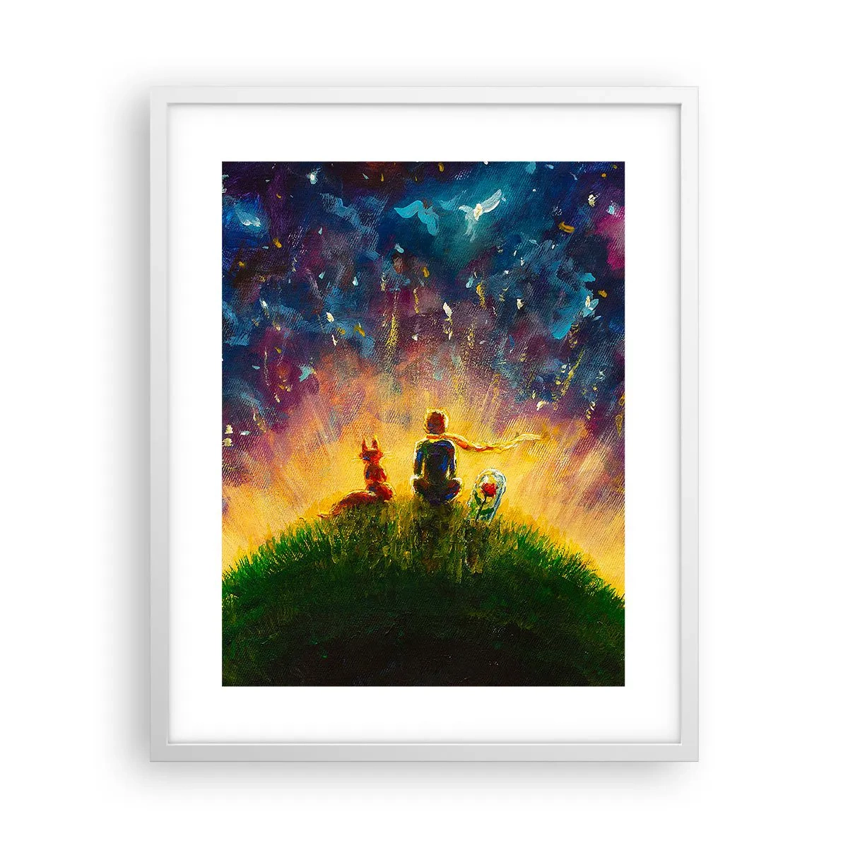 Plagát v bielom ráme - Láska a priateľstvo - celý svet - 40x50 cm