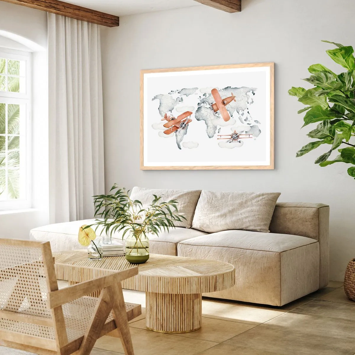 Plagát v ráme zo svetlého duba - V priekopníckom duchu - 91x61 cm