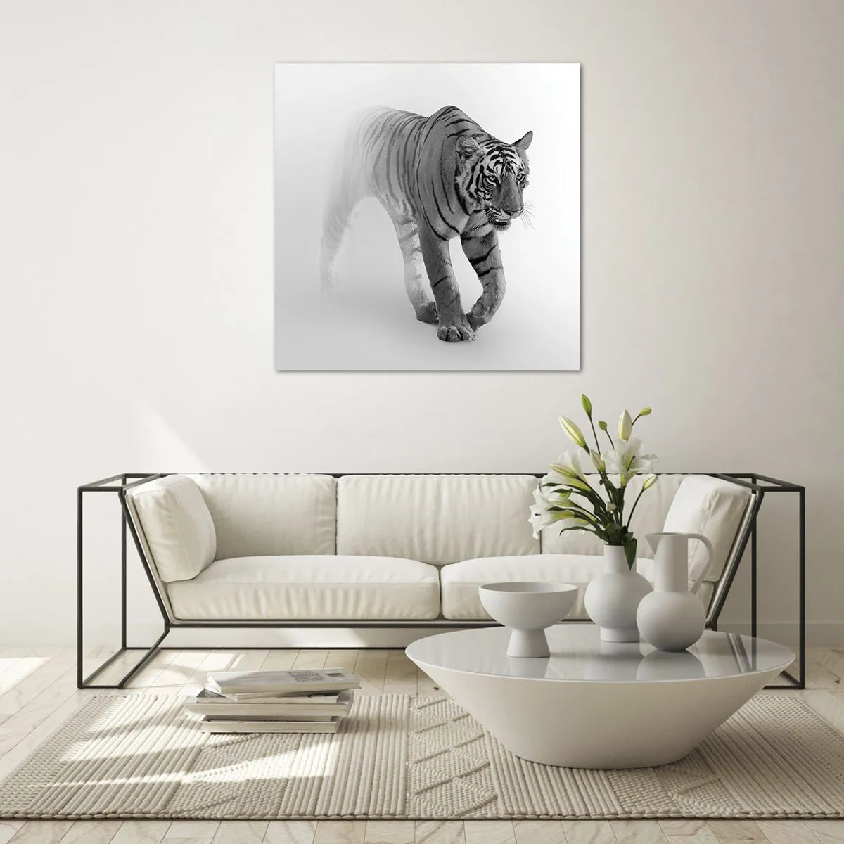 Obraz na skle - Prikrčený v hmle - 60x60 cm