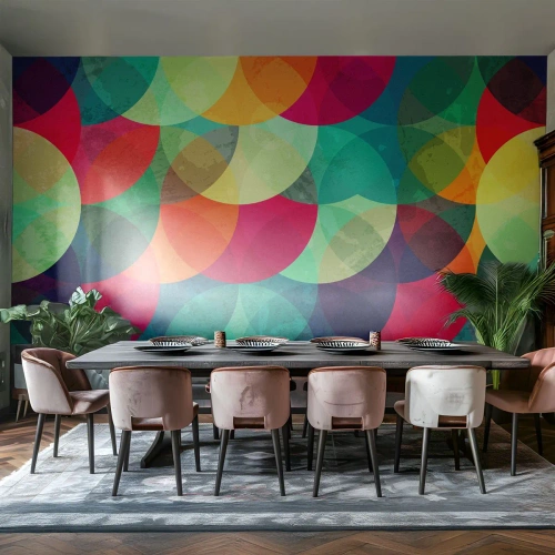 Fototapeta Premium Canvas - Vstúpiť do dúhy - Abstrakcia, Kus, Farebné kruhy - 400x280 cm