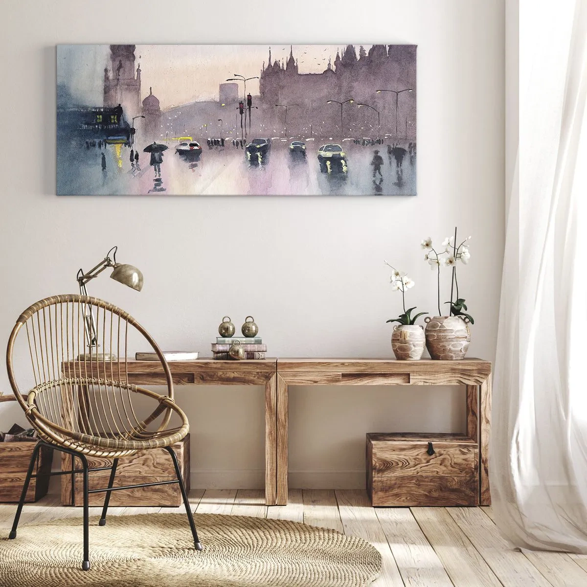 Obraz na plátne - V daždivom opare - 100x40 cm