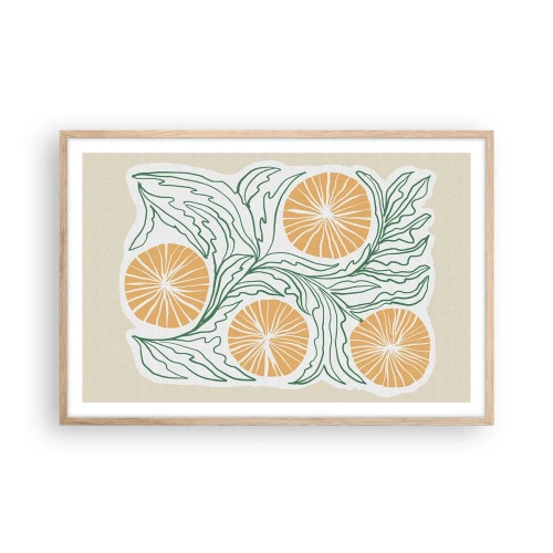 Plagát v ráme zo svetlého duba - Etnicky s abstraktným nádychom - 91x61 cm