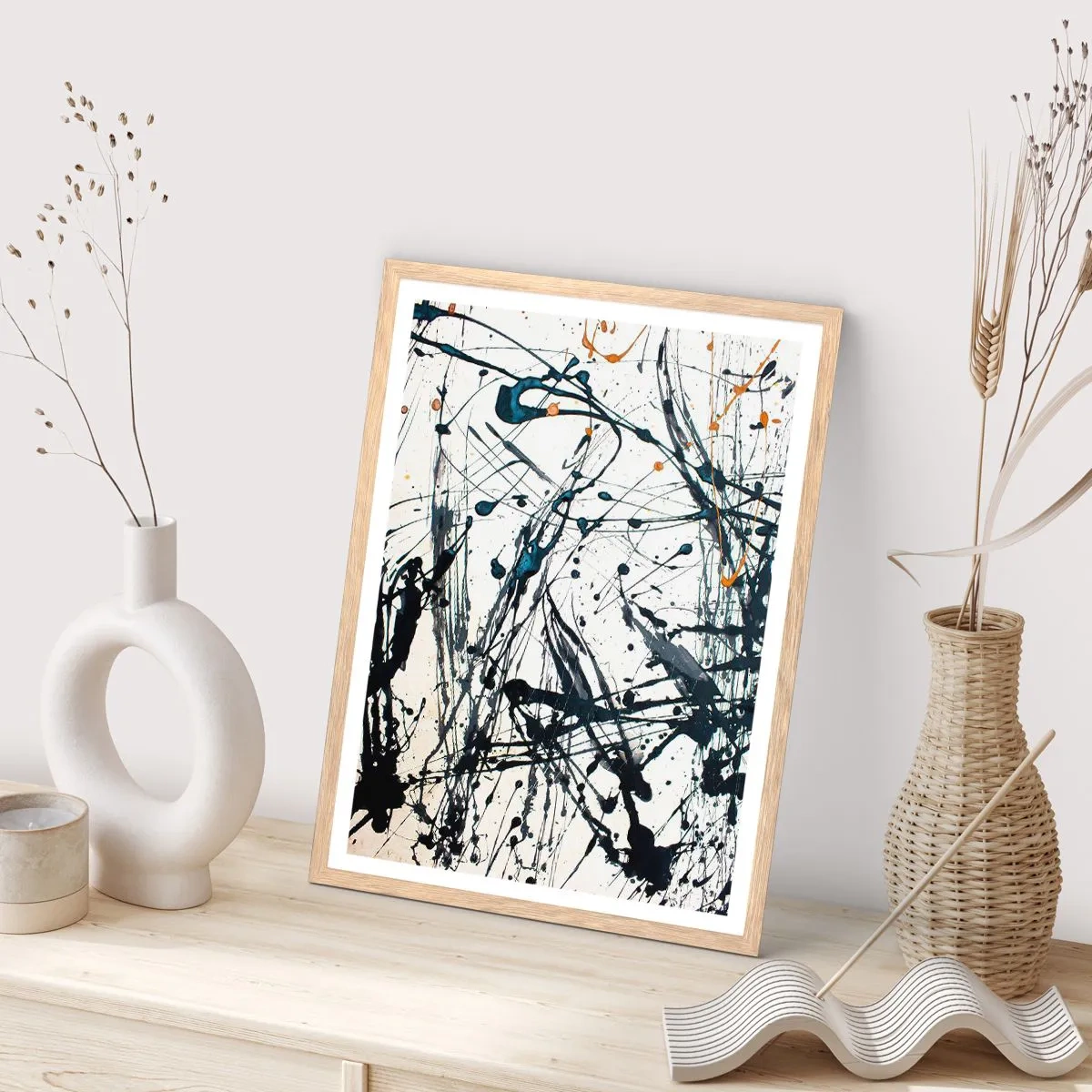 Plagát v ráme zo svetlého duba - Expresionistická abstrakcia - 50x70 cm