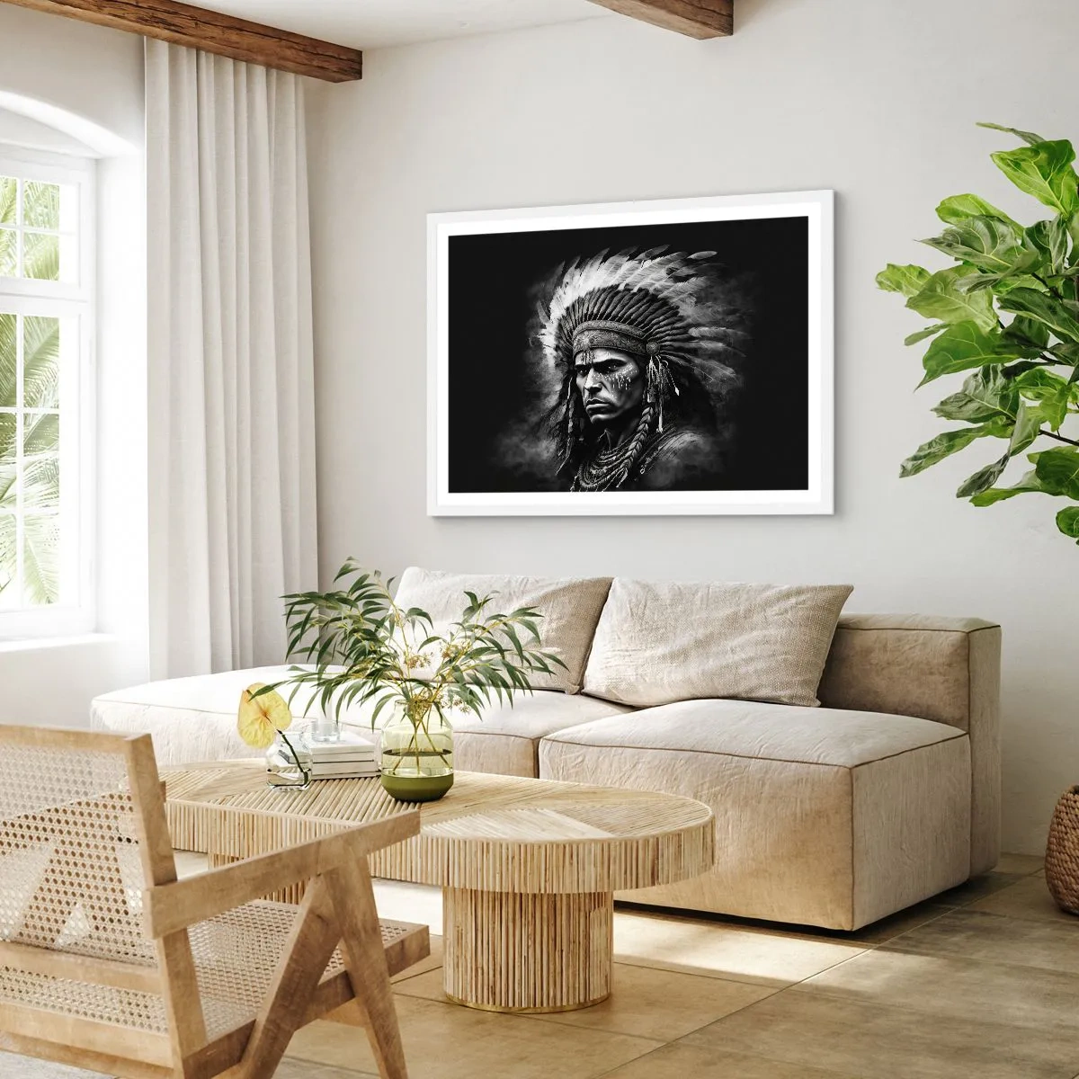 Plagát v bielom ráme - Vodca a bojovník - 100x70 cm