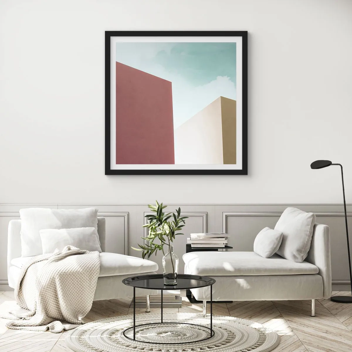 Plagát v čiernom ráme - Geometria slnečného leta - 60x60 cm
