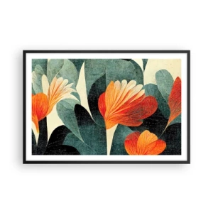 Plagát v čiernom ráme - Tropické horúco a chlad zelene - 91x61 cm