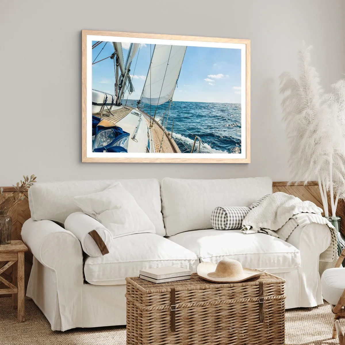 Plagát v ráme zo svetlého duba - Ahoj, dobrodružstvo - 100x70 cm