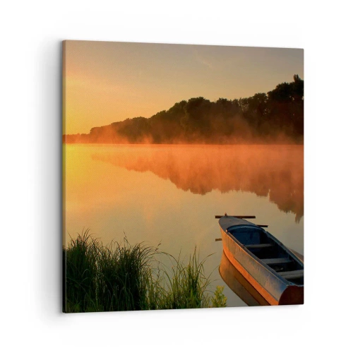 Obraz na plátne - Východ slnka pri vode ako povrch zrkadla - 50x50 cm