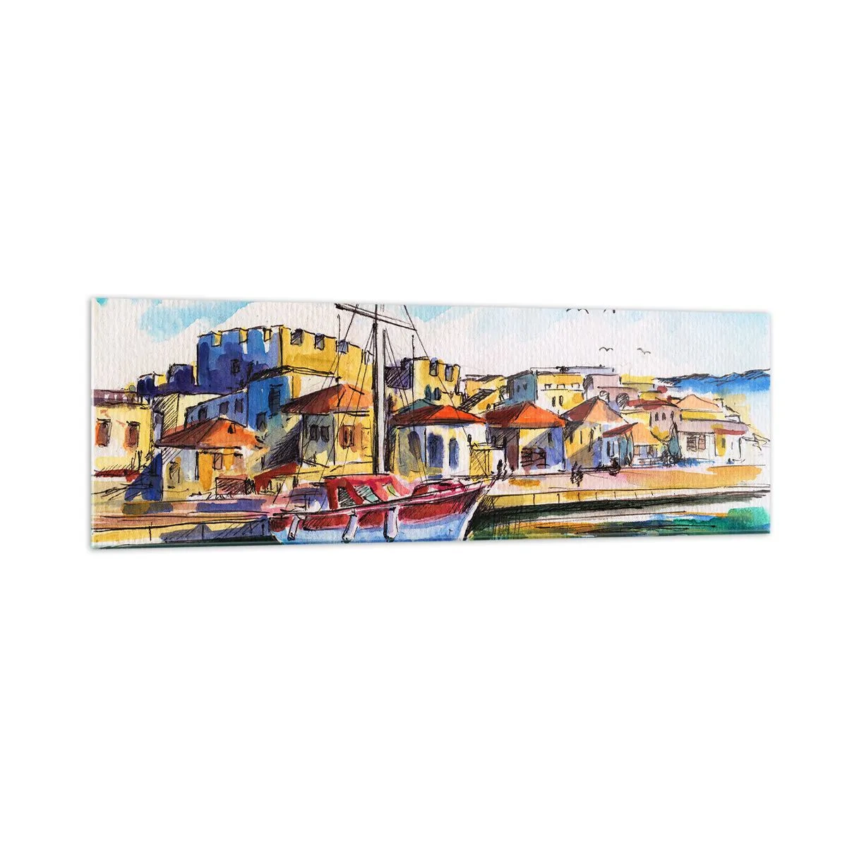 Obraz na skle - Dúhové popoludnie - 160x50 cm