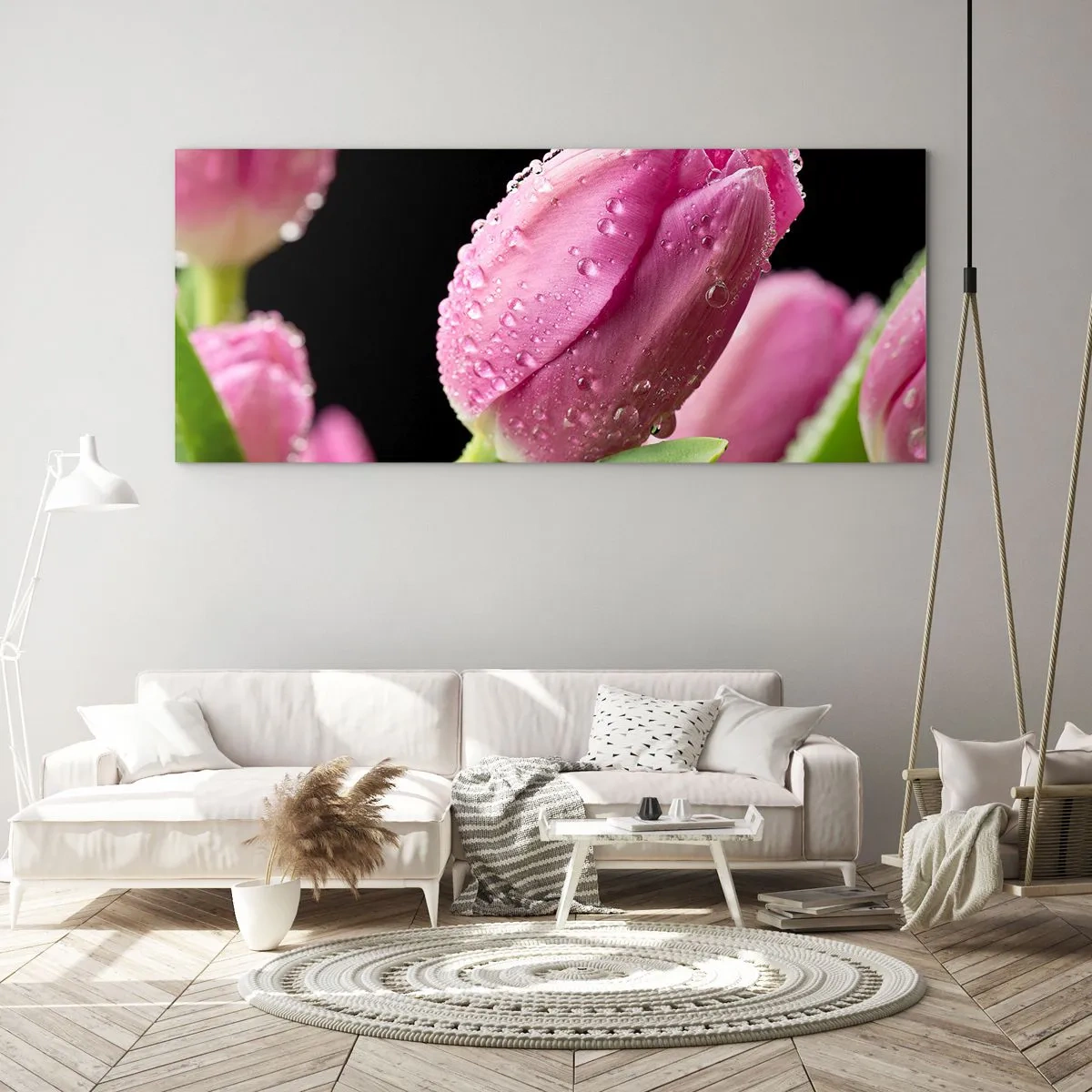 Obraz na skle - Ľaliový sen v rose - 100x40 cm