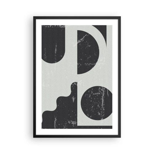 Plagát v čiernom ráme - Abstraktná geometrická kompozícia v čiernej a sivej farbe - 50x70cm - Kompozícia nad a pod - Moderná nástenná dekorácia do obývacej izby a spálne ARTTOR