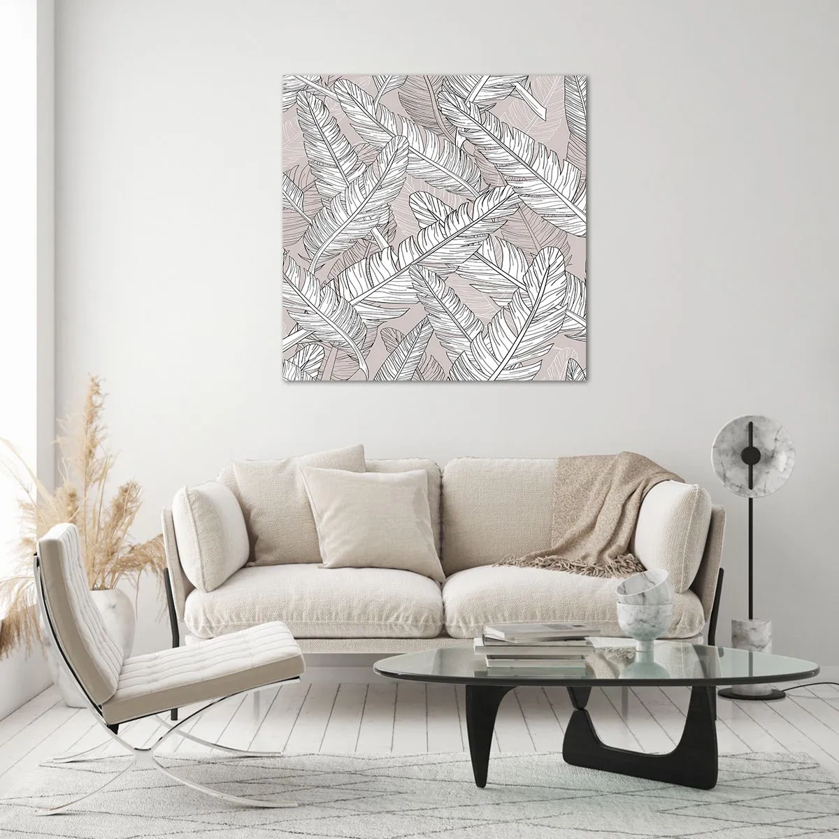 Obraz na skle - Vírenie peria - 40x40 cm