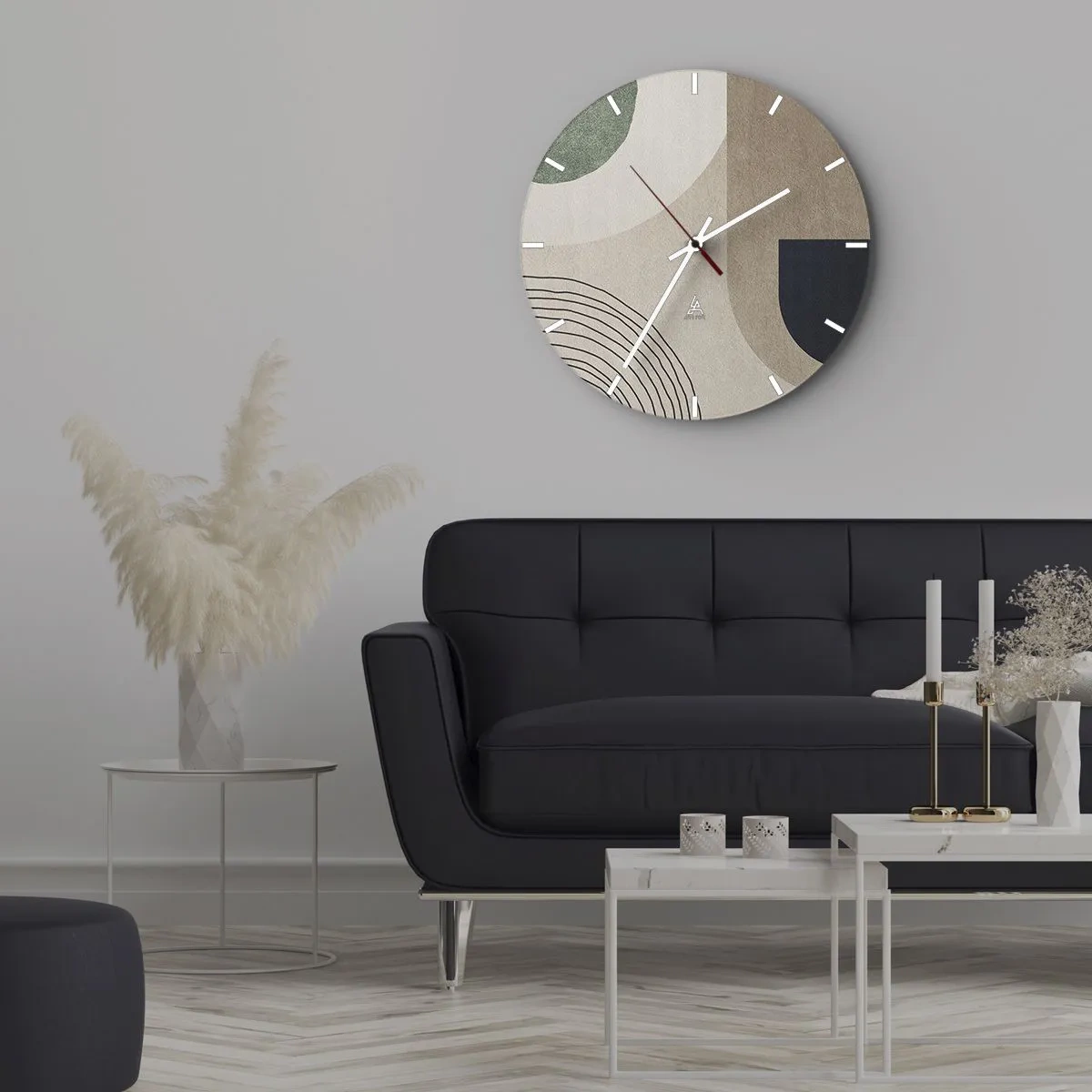 Nástenné hodiny - Tlmené oválne tvary s oblúkmi a zemitými tónmi - 30x30cm - Nežnosť oválu - Moderná nástenná dekorácia do obývacej izby, kuchyne a spálne ARTTOR