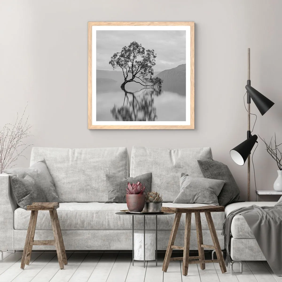 Plagát v ráme zo svetlého duba - Existuje taká krajina - 40x40 cm