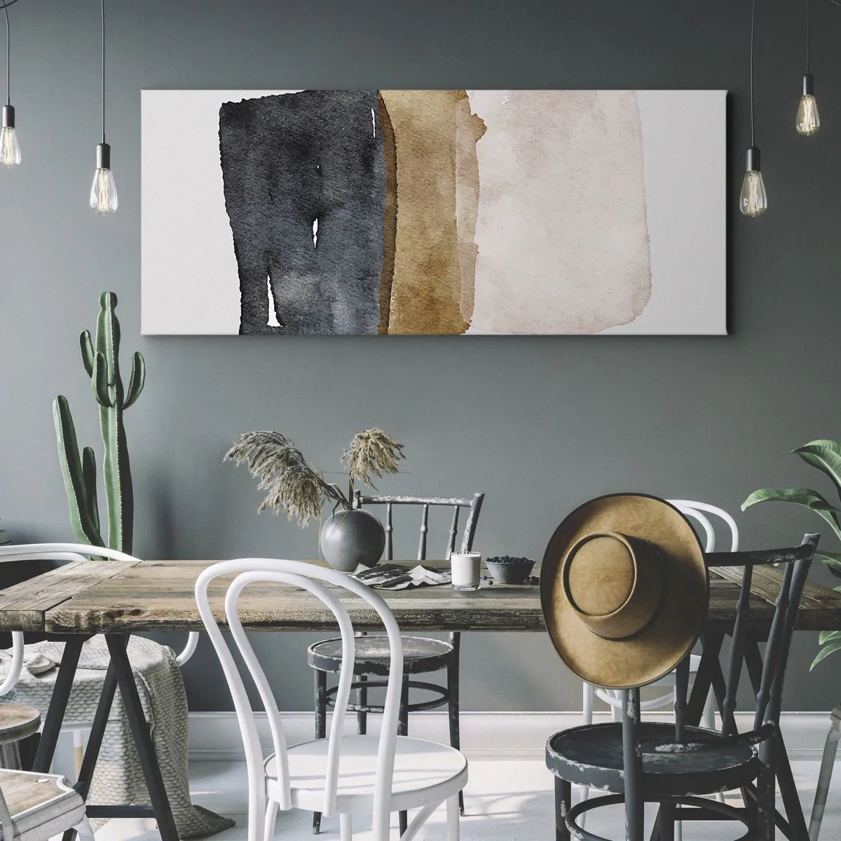 Obraz na plátne - Kompozícia zemitých farieb - 90x30 cm