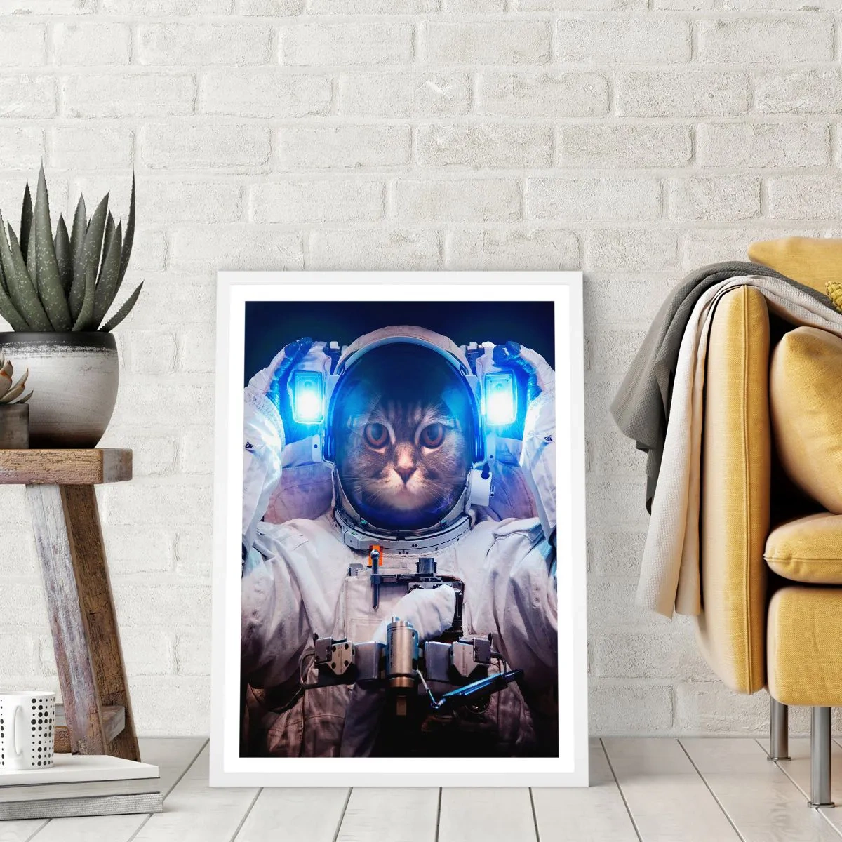 Plagát v bielom ráme - Houston, máte problém - 30x40 cm