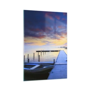 Obraz na skle - Fialovo-zlatý pokoj - 70x100 cm