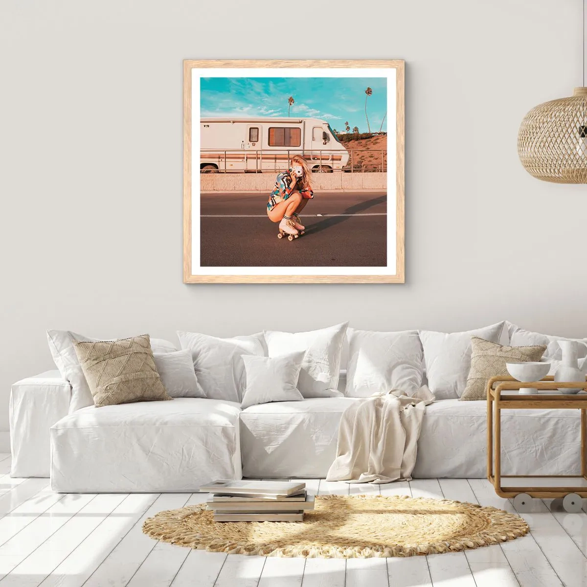 Plagát v ráme zo svetlého duba - Usmejte sa! - 40x40 cm