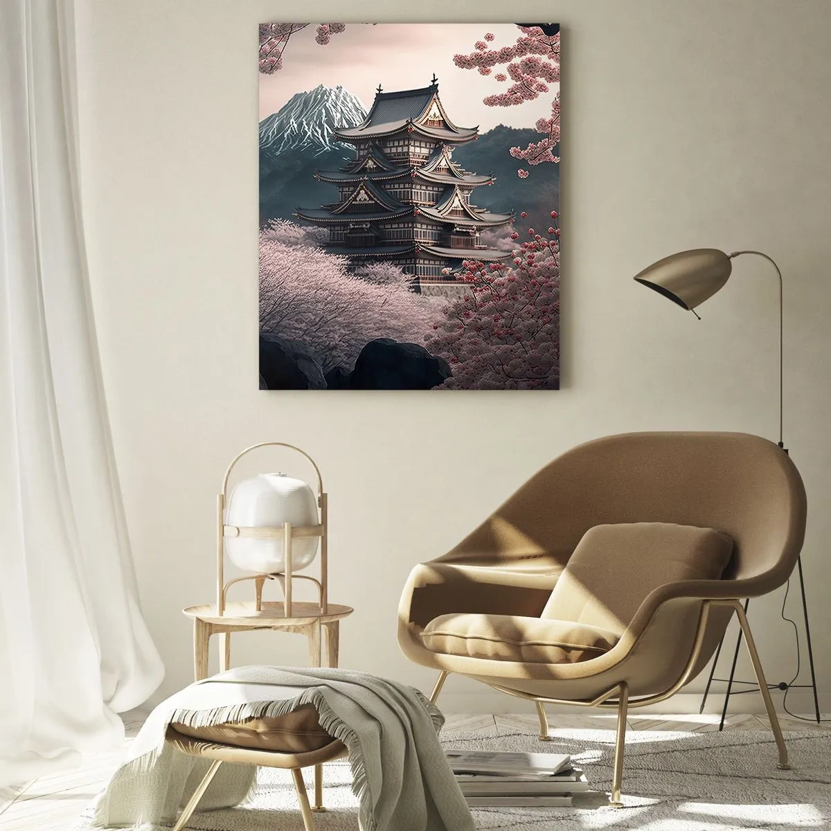 Obraz na skle - Krajina kvitnúcich čerešní - 80x120 cm