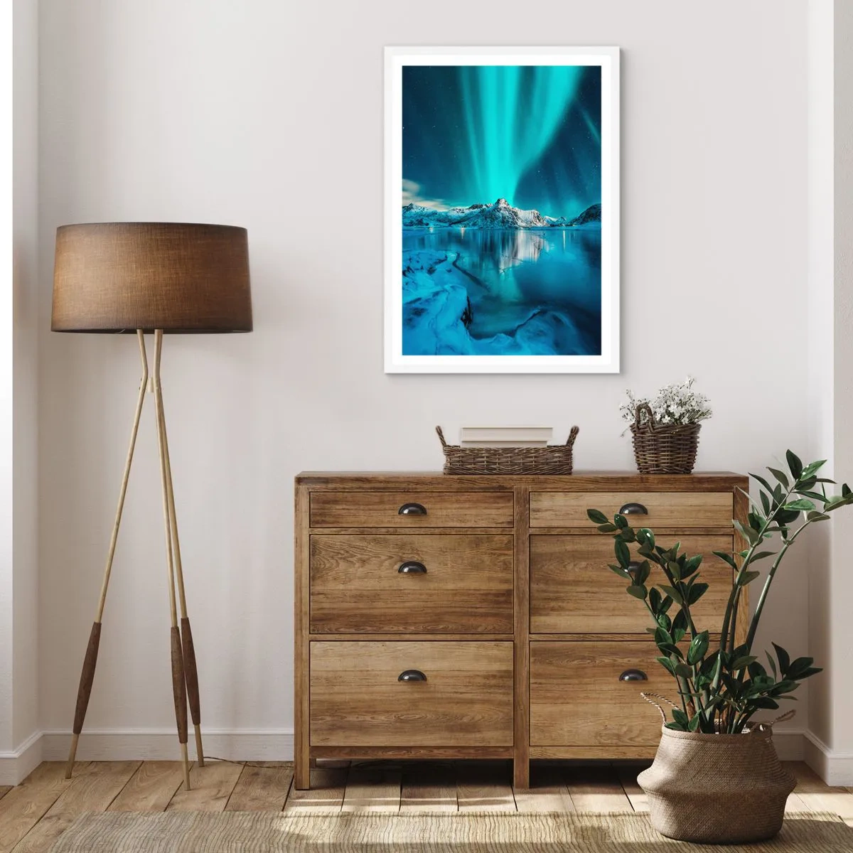 Plagát v bielom ráme - Noc plná svetla - 61x91 cm