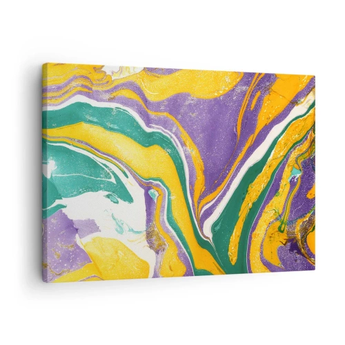 Obraz na plátne - Abstraktný mramorový vzor v živých farbách - 70x50cm - Vlny farieb - Moderná nástenná dekorácia do obývacej izby a spálne ARTTOR