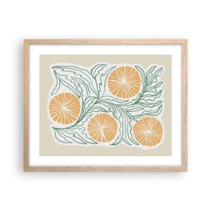 Plagát v ráme zo svetlého duba - Etnicky s abstraktným nádychom - 50x40 cm