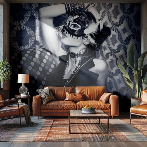 Samolepiaca Fototapeta Deluxe Sticker - Dekorácie, ozdoby, vzory… - Žena, Benátska maska, Model - 100x70 cm