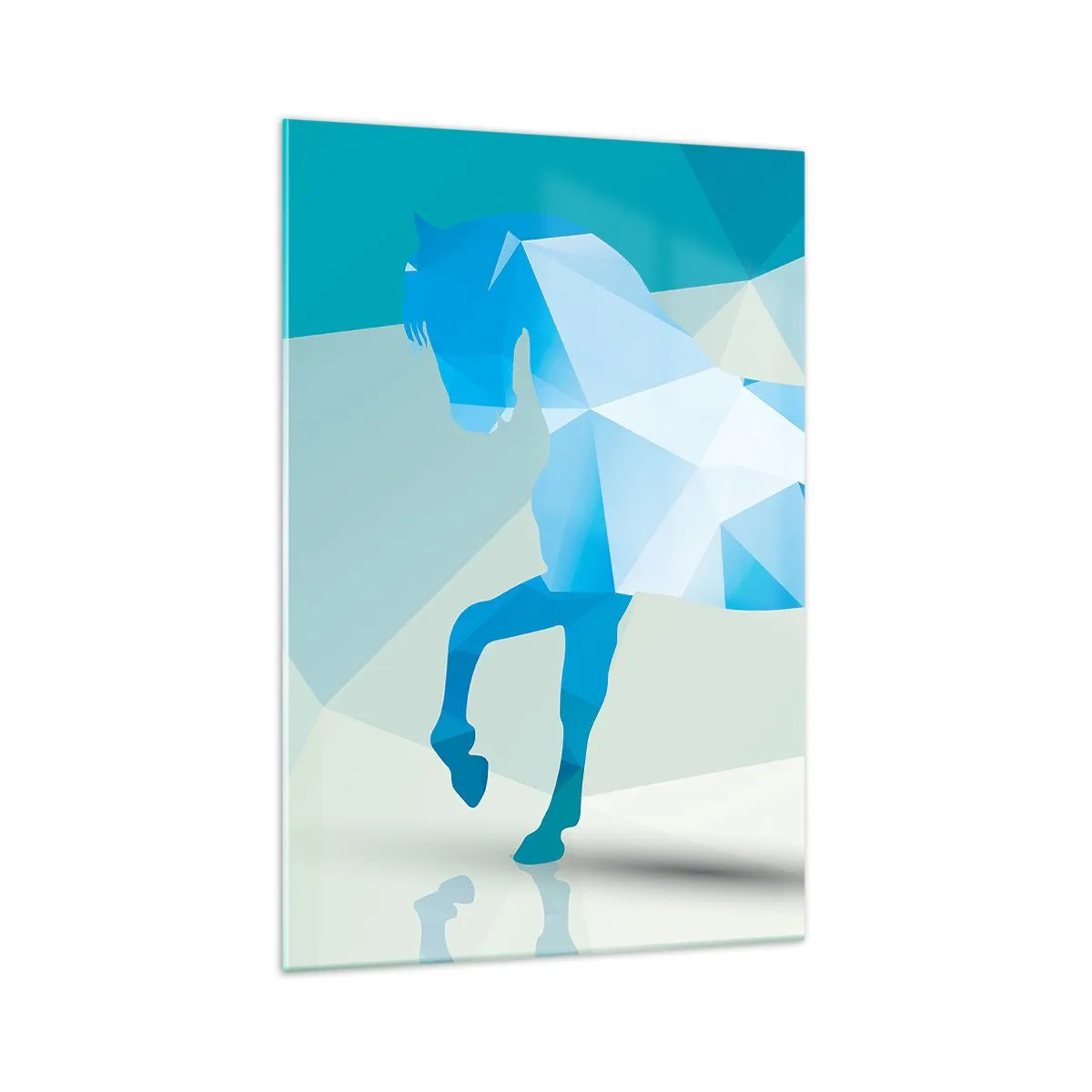 Obraz na skle - Geometrický kôň v tyrkyse - 70x100 cm