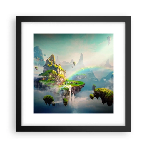 Plagát v čiernom ráme - Uprostred neba - šťastné ostrovy - 30x30 cm