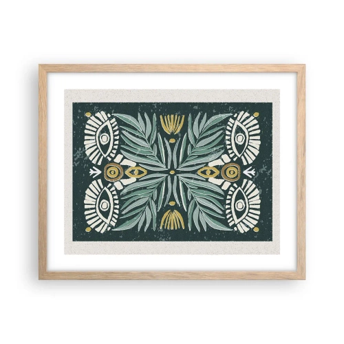 Plagát v ráme zo svetlého duba - Ako ľudová vystrihovačka - 50x40 cm