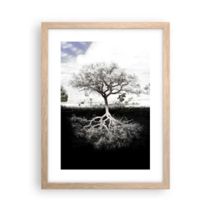 Plagát v ráme zo svetlého duba - Objavenie podstaty sveta - 30x40 cm