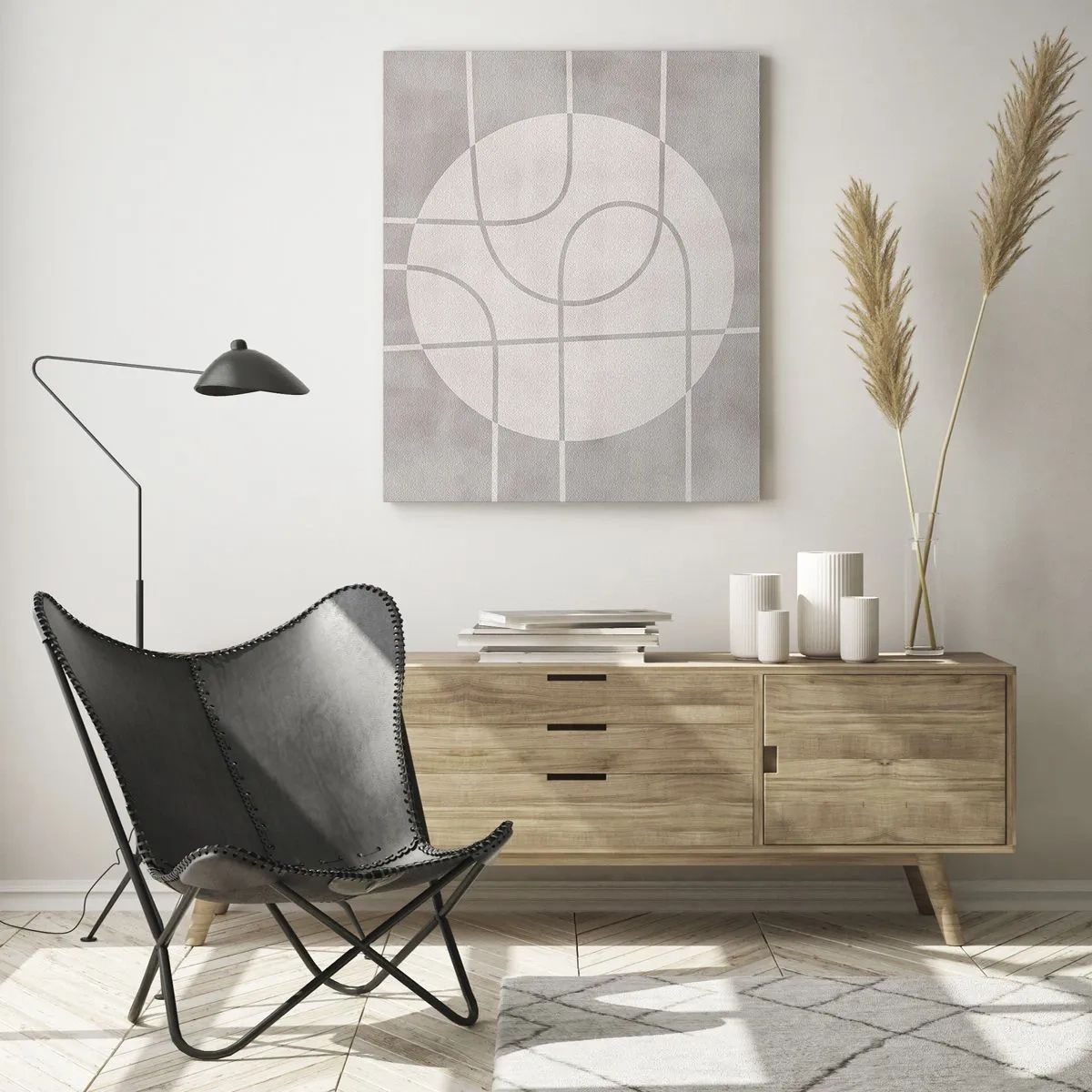 Obraz na skle - Kruhovo a priamo - 50x70 cm