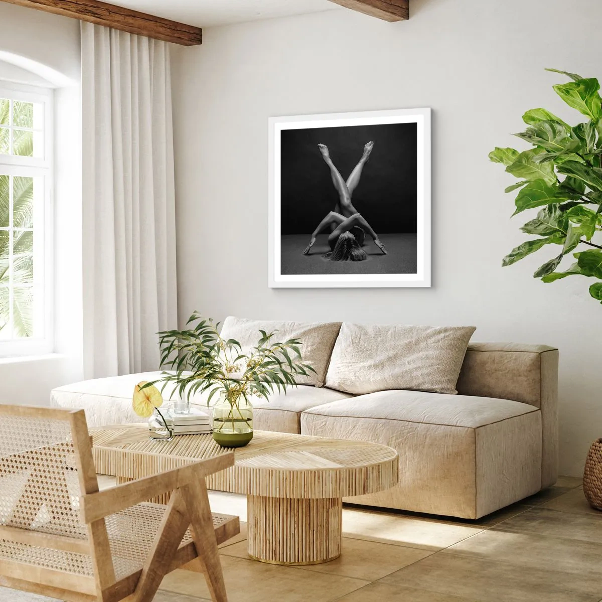 Plagát v bielom ráme - Geometria nahoty - 40x40 cm