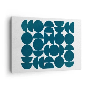 Obraz na plátne - Geometrické tvary v odtieňoch námorníckej modrej na bielom pozadí - 70x50cm - Kruhy a polkruhy - Moderná nástenná dekorácia do obývacej izby a spálne ARTTOR