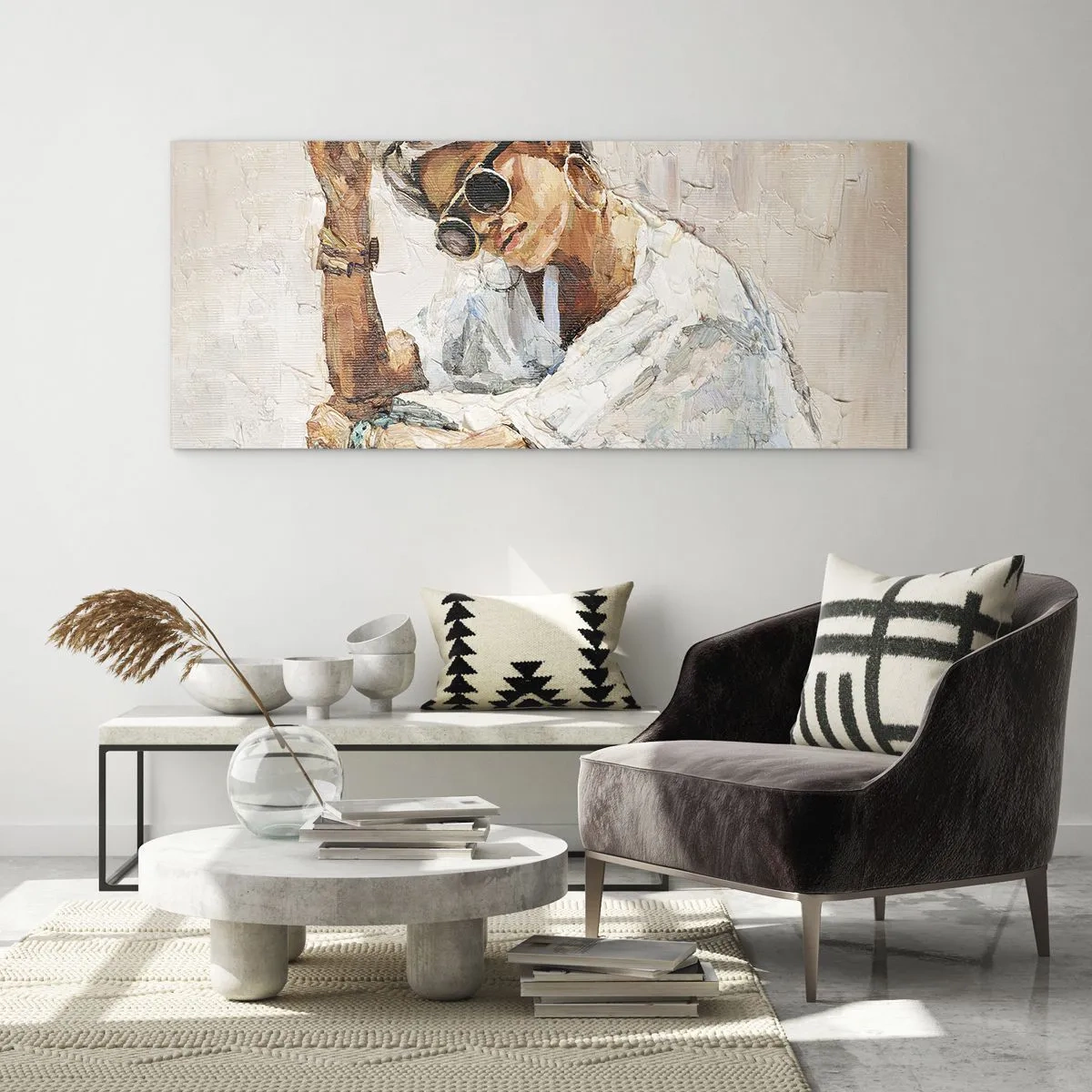 Obraz na skle - Portrét v plnom slnku - 90x30 cm